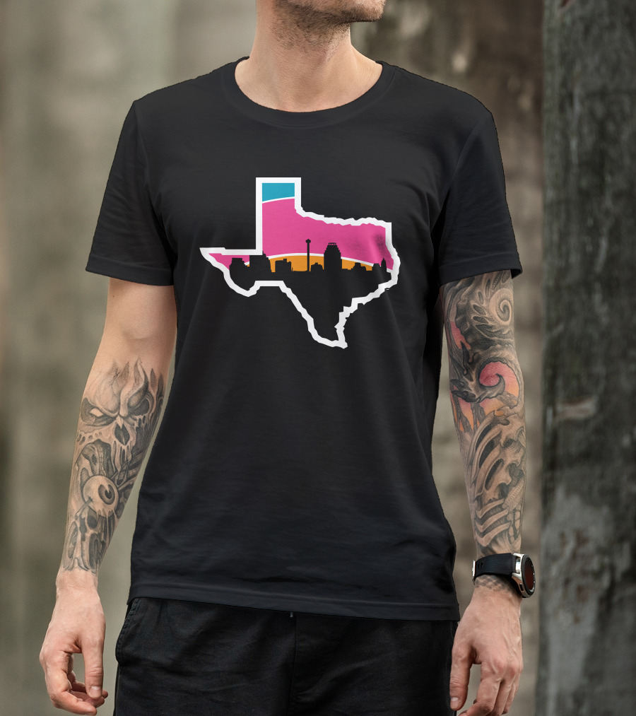 San Antonio Spurs Skyline Texas Outline T-Shirt