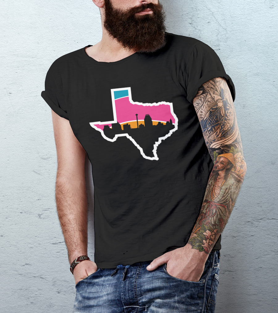 San Antonio Spurs Skyline Texas Outline T-Shirt
