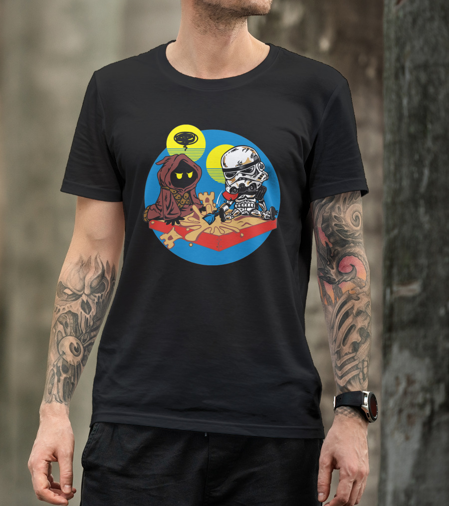 Jawa And Stormtrooper Sandbox Playtime Tatooine Suns T-Shirt