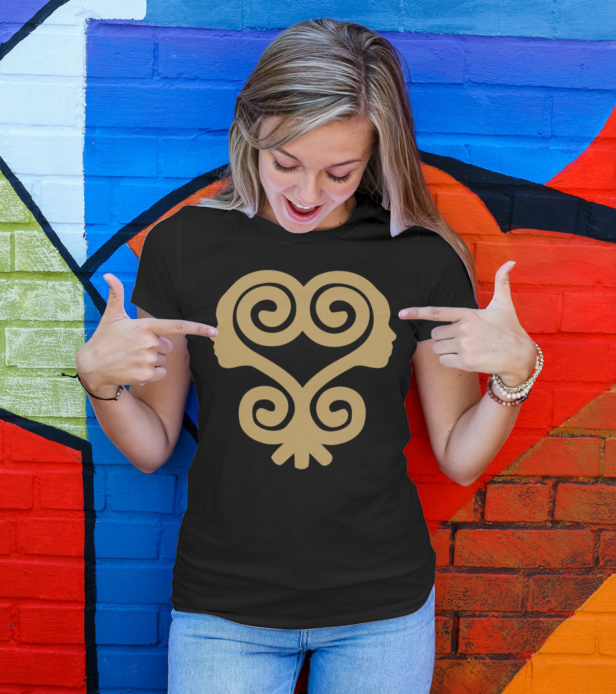 Sankofa Adinkra Symbol With Dual Faces In Gold T-Shirt