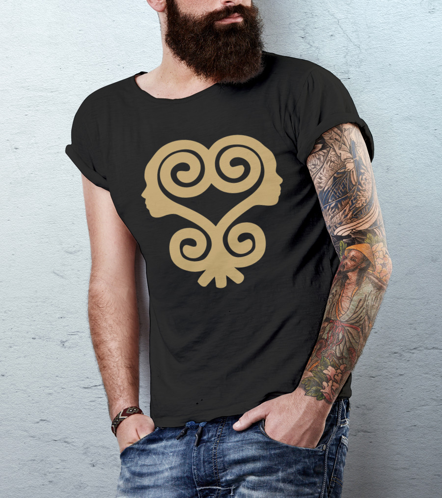 Sankofa Adinkra Symbol With Dual Faces In Gold T-Shirt