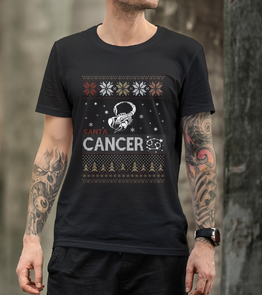 Santa Cancer Zodiac Christmas T-Shirt