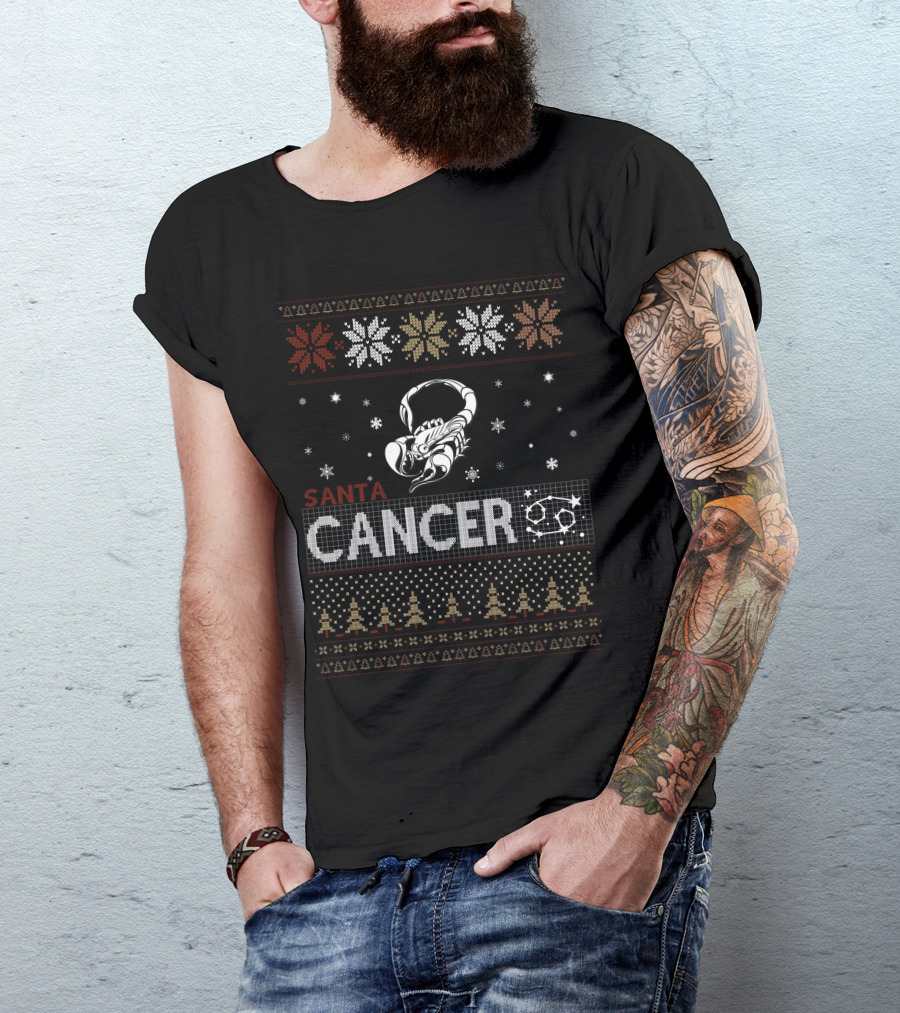 Santa Cancer Zodiac Christmas T-Shirt