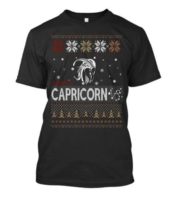 Santa Capricorn Snowflakes And Trees T-Shirt