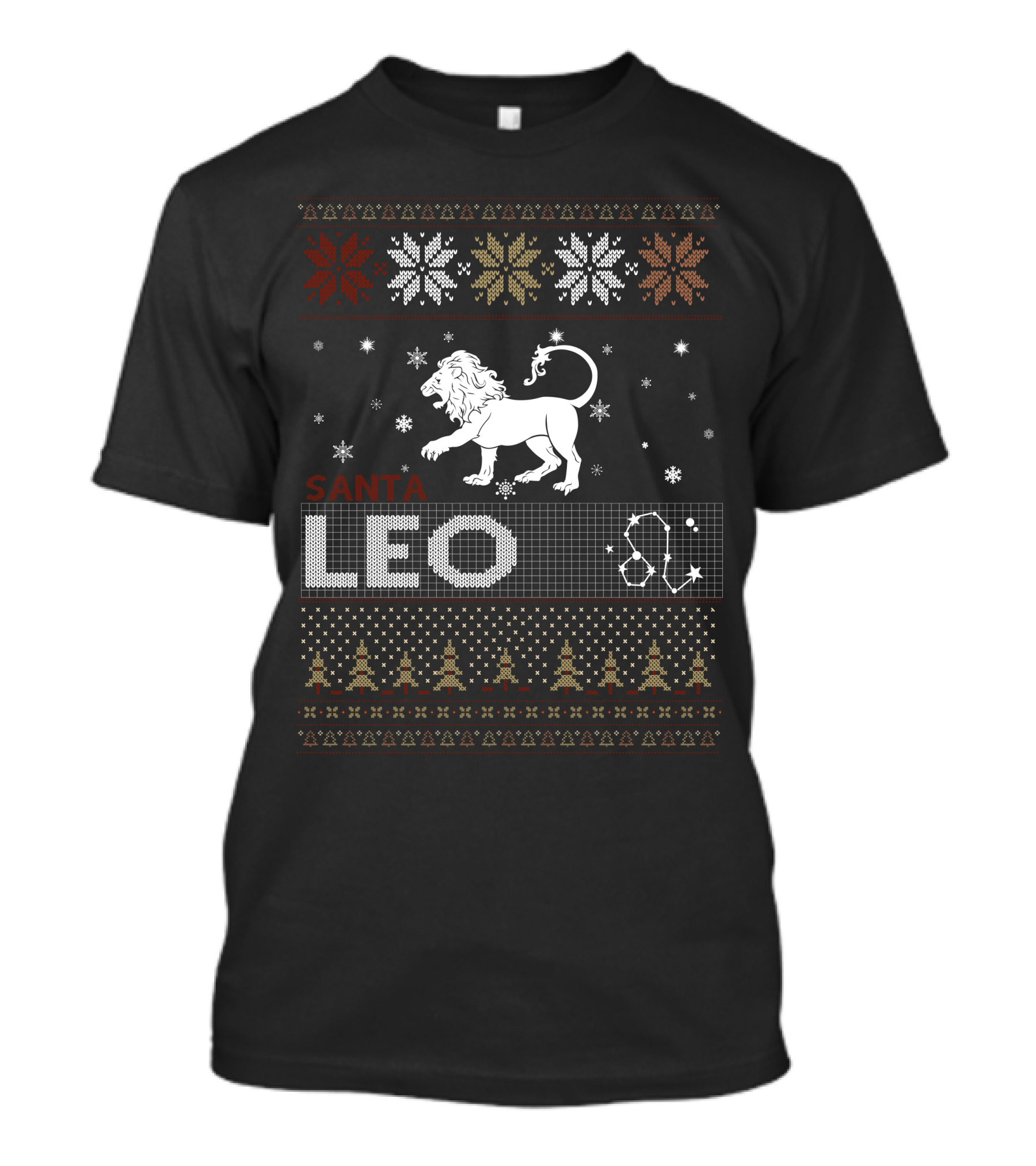 Santa Leo Ugly Christmas Sweater Lion Constellation T-Shirt