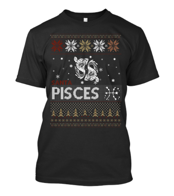 Santa Pisces Snowflakes Holiday Zodiac T-Shirt