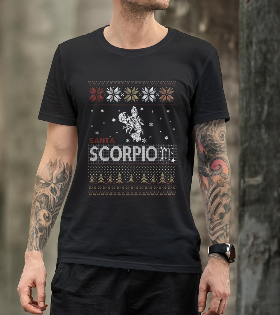 Santa Scorpio Zodiac Ugly Christmas T-Shirt