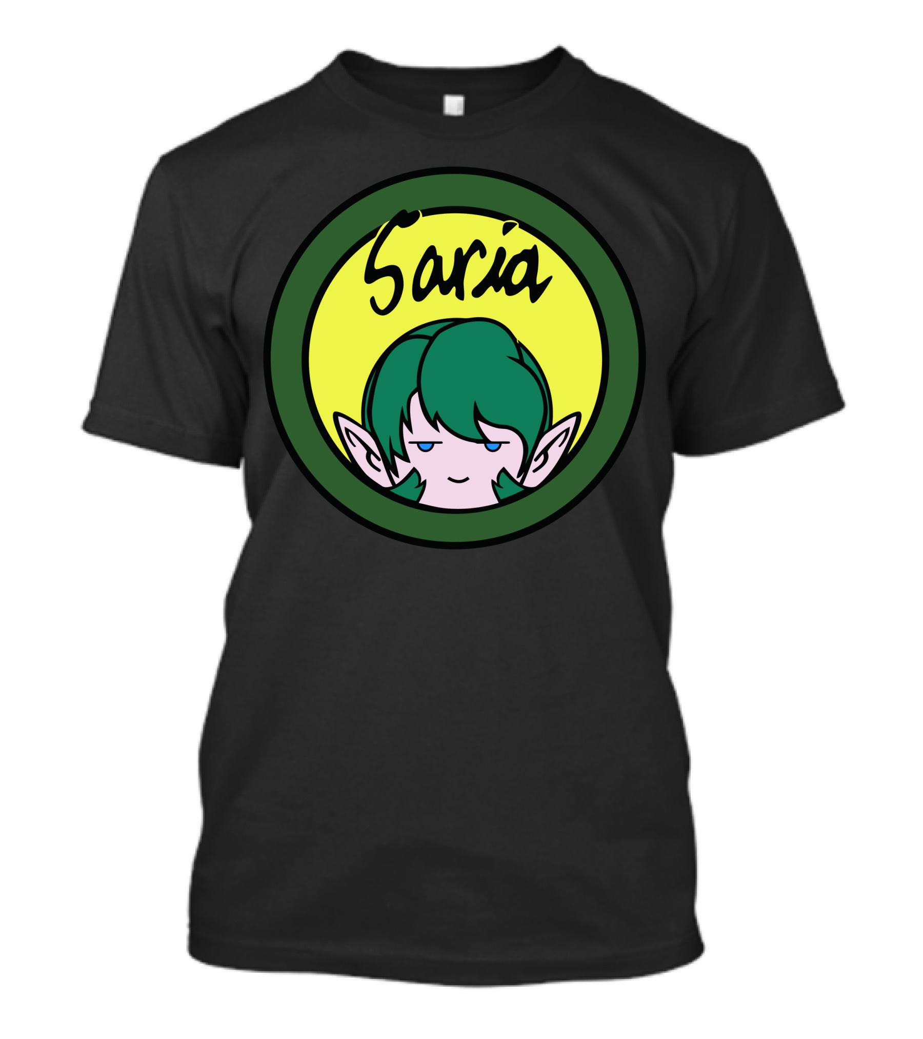 Saria Character With Green Hair And Pointed Ears In Circular T-Shirt
