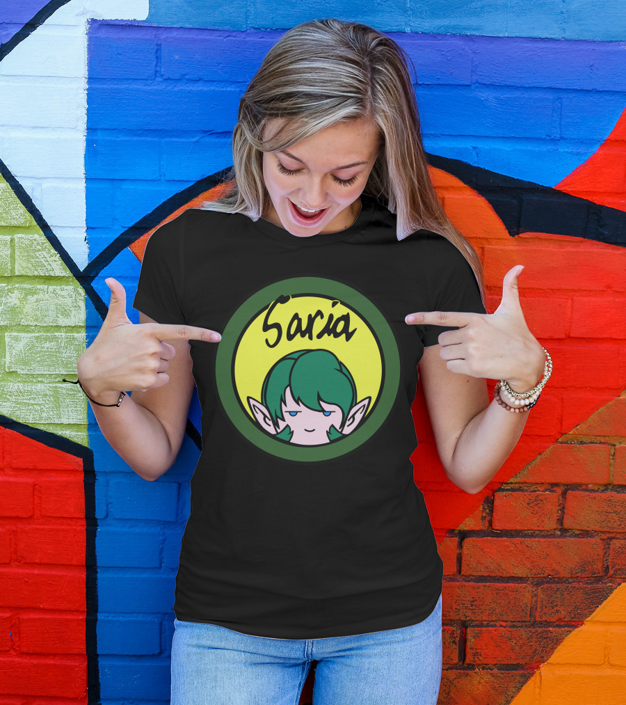 Saria Character With Green Hair And Pointed Ears In Circular T-Shirt