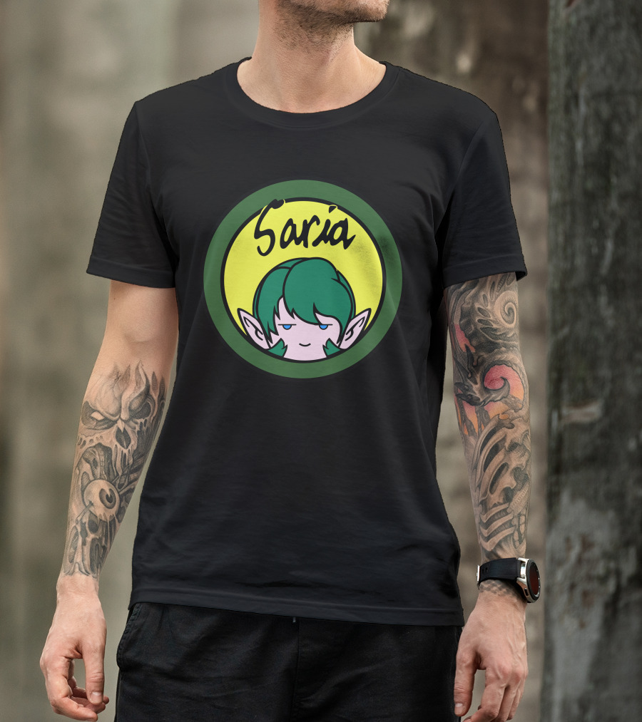Saria Character With Green Hair And Pointed Ears In Circular T-Shirt