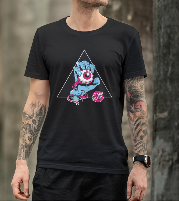 Satan Rulz Triangle Eyeball Hand T-Shirt