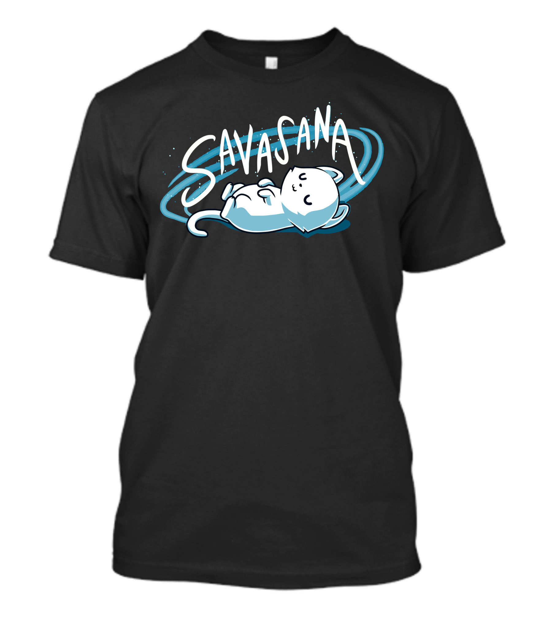 Savasana Relaxing Cat With Cosmic Background T-Shirt