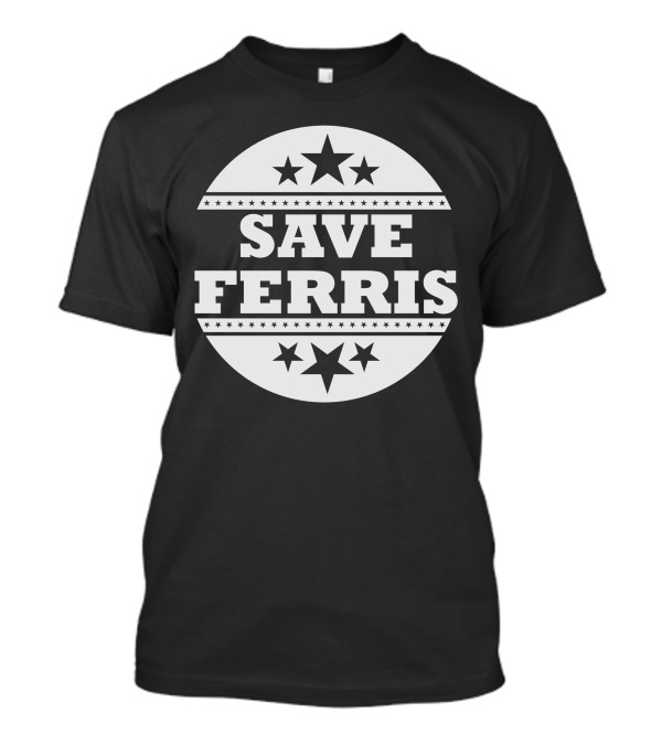 Save Ferris Bueller's Day Off Stars Black Circle Retro 80s Classic T-Shirt