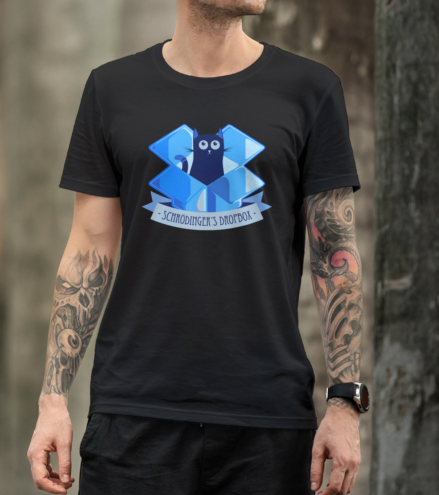 Schrodinger's Dropbox Box Cat Paradox T-Shirt