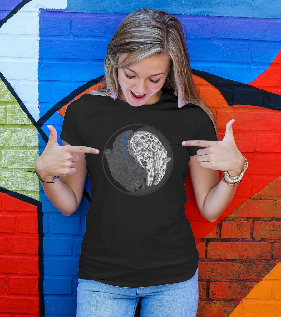 Sci Fi Yin Yang Millennium Spaceship Intergalactic Fusion T-Shirt