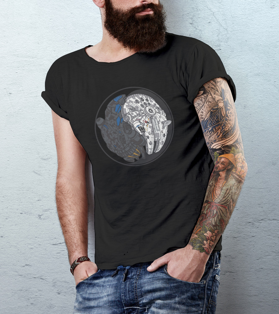Sci Fi Yin Yang Millennium Spaceship Intergalactic Fusion T-Shirt