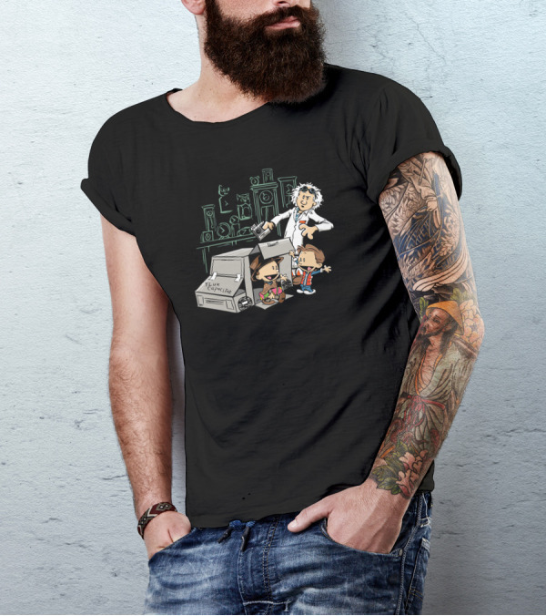 Calvin And Hobbes Meets Back To The Future Time Travel Paradox T-Shirt
