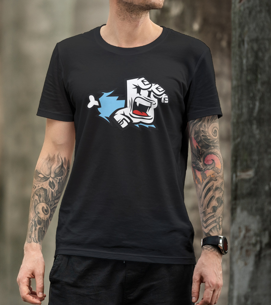 Screaming Paw Exploding Angry Fist With Bone And Teeth T-Shirt