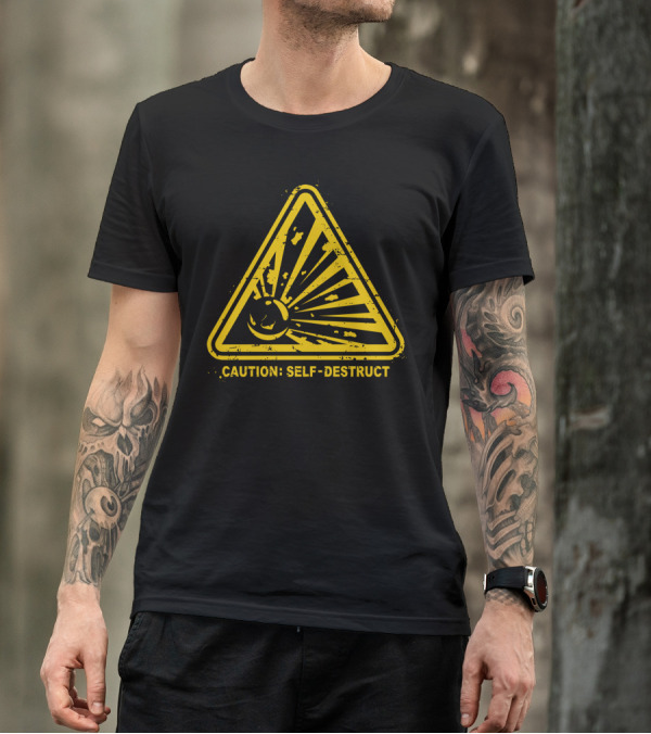 Caution: Self-Destruct Radiation Symbol Warning T-Shirt
