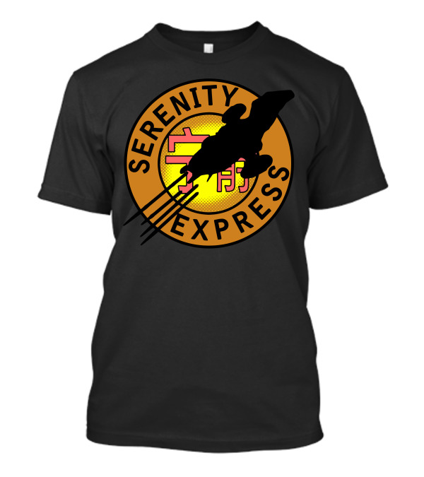 Serenity Express Firefly Ship Silhouette Yellow And Red Emblem T-Shirt