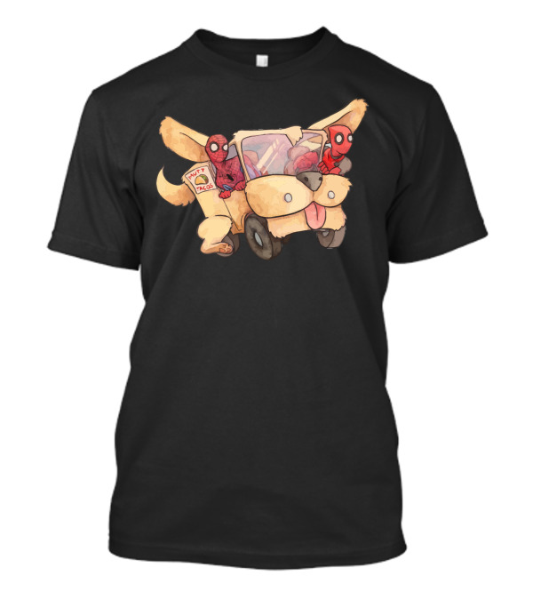 Shaggin Wagon Nut 4 Tacos Dog Van With Two Superheroes T-Shirt