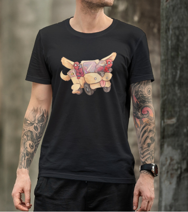 Shaggin Wagon Nut 4 Tacos Dog Van With Two Superheroes T-Shirt