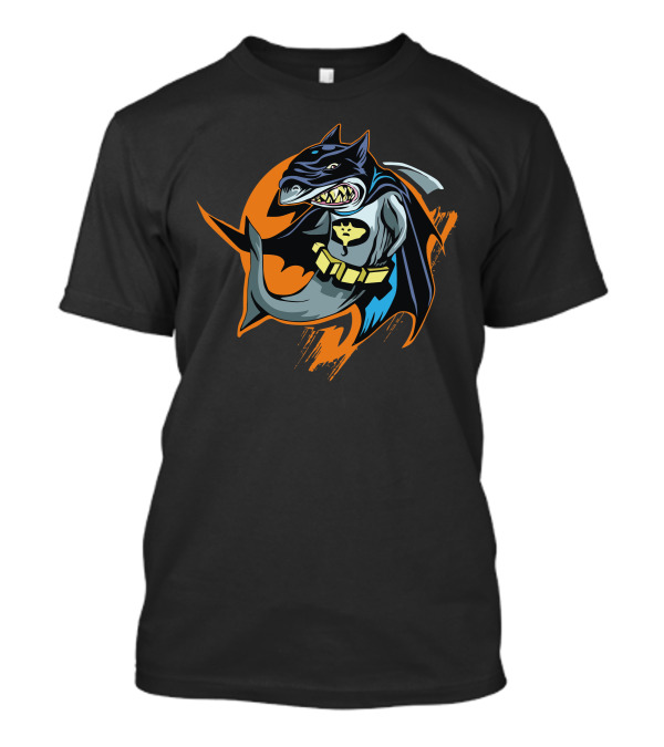 Shark Knight Batman Parody Superhero Shark With Cape And Belt T-Shirt