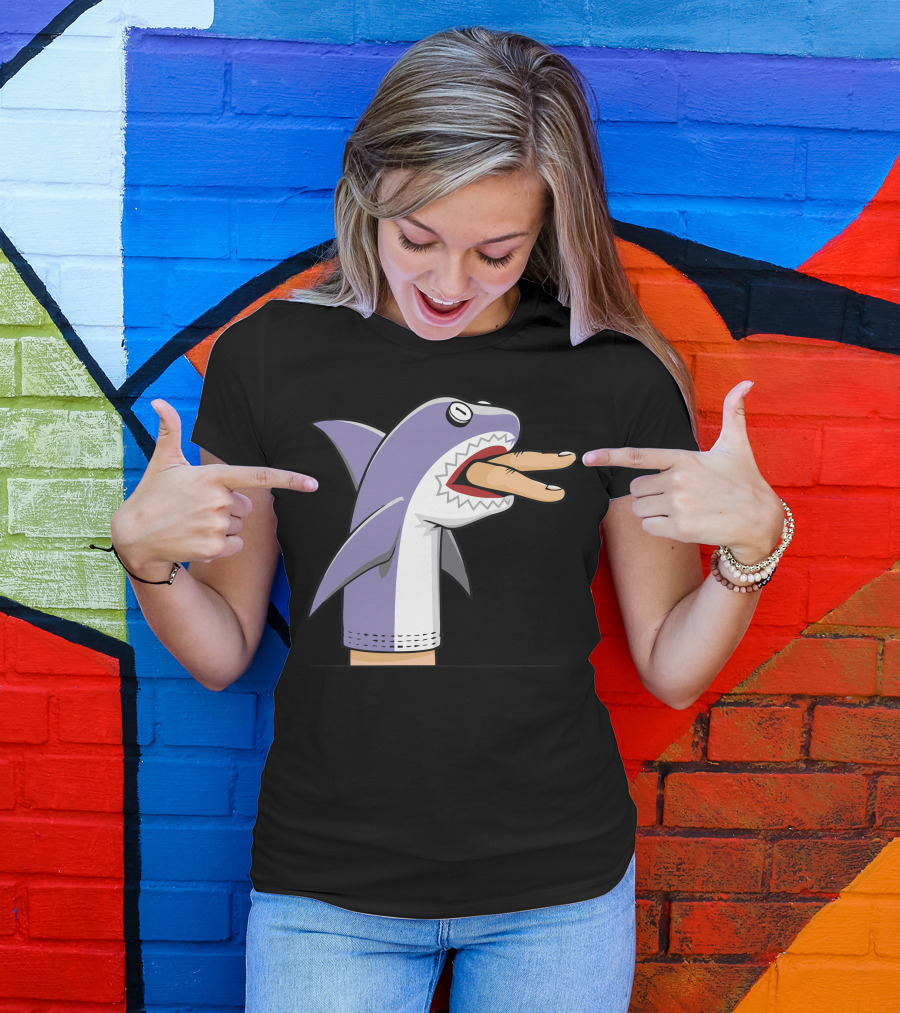 Shark Puppet Hand Puppet Shark With Fingers Open Mouth T-Shirt
