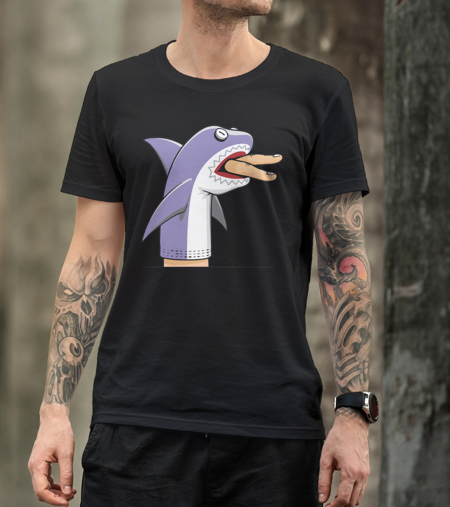 Shark Puppet Hand Puppet Shark With Fingers Open Mouth T-Shirt