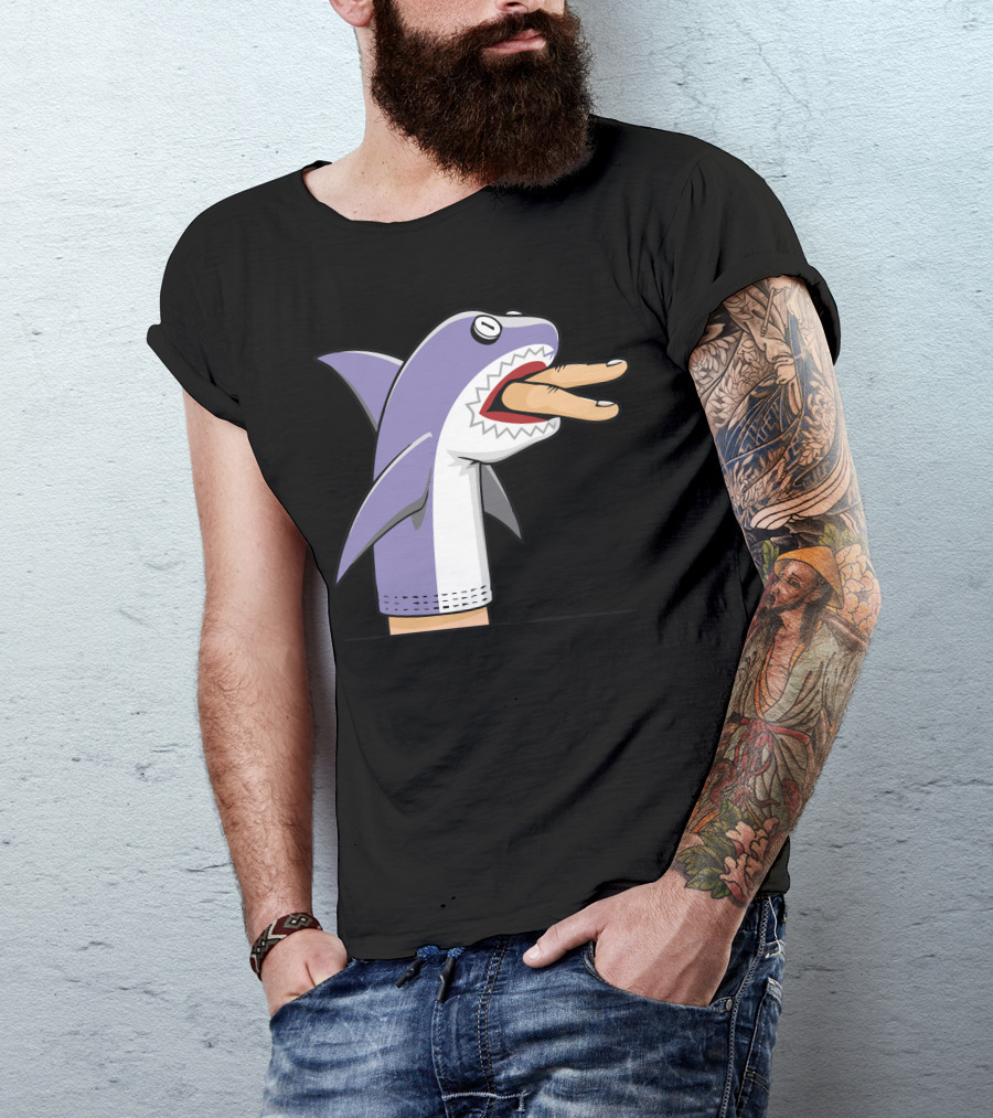 Shark Puppet Hand Puppet Shark With Fingers Open Mouth T-Shirt