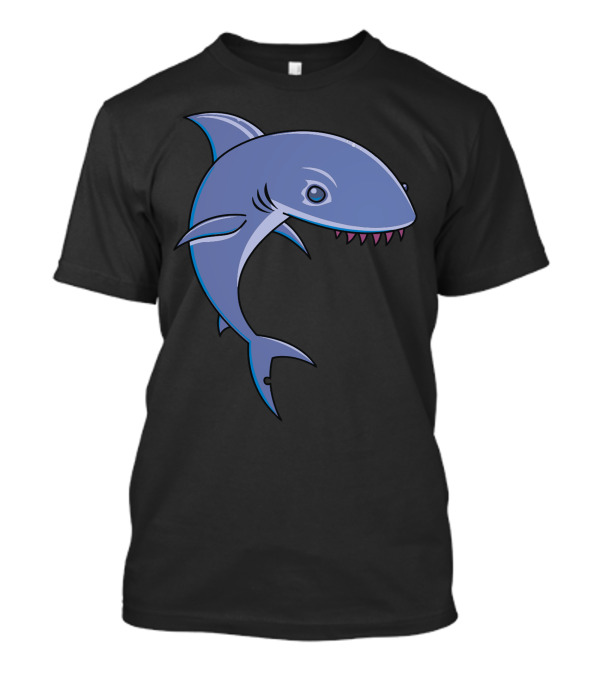 Sharky Cartoon Shark Blue-Friendly Ocean Character T-Shirt