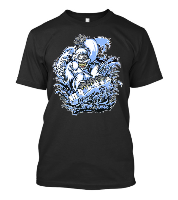 Shred The Gnar Snowboarding Yeti Surfing Monster Wave T-Shirt