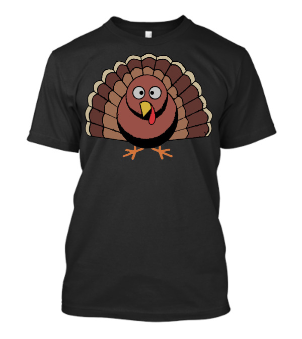 Turkey Cartoon Character With Colorful Feathers T-Shirt