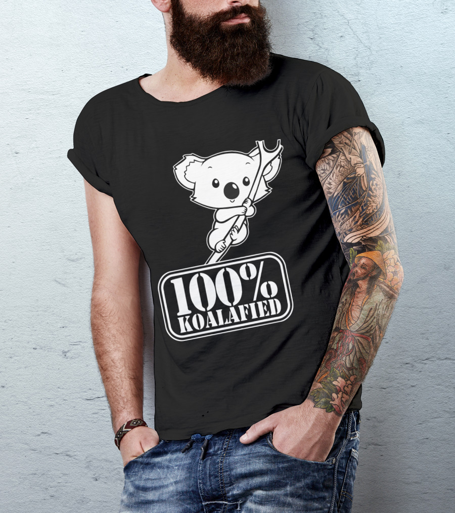 100% Koalafied Cute Koala Cartoon Holding Wrench T-Shirt