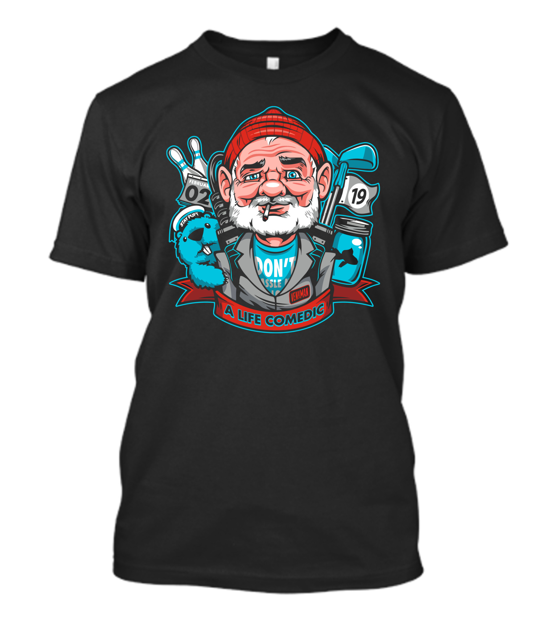 A Life Comedic Don't Hassle Me I'm Local 02 19 Witty Iconic Character With Red Beanie And Golf Clubs T-Shirt