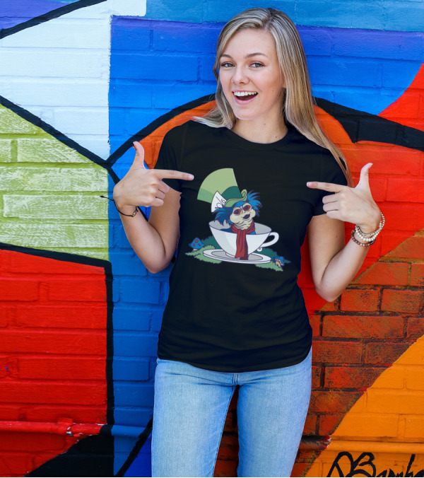Mad Hatter Inspired Creature In Teacup Fantasy Scene T-Shirt