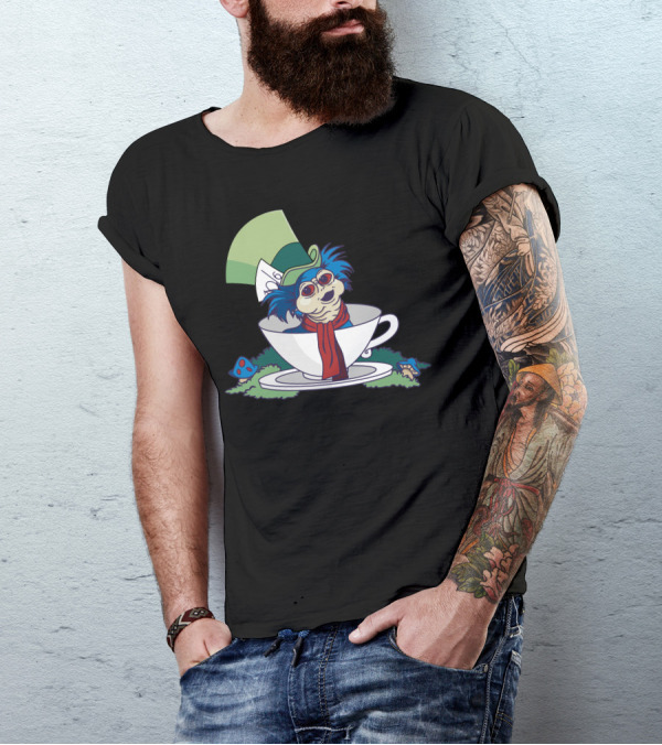 Mad Hatter Inspired Creature In Teacup Fantasy Scene T-Shirt