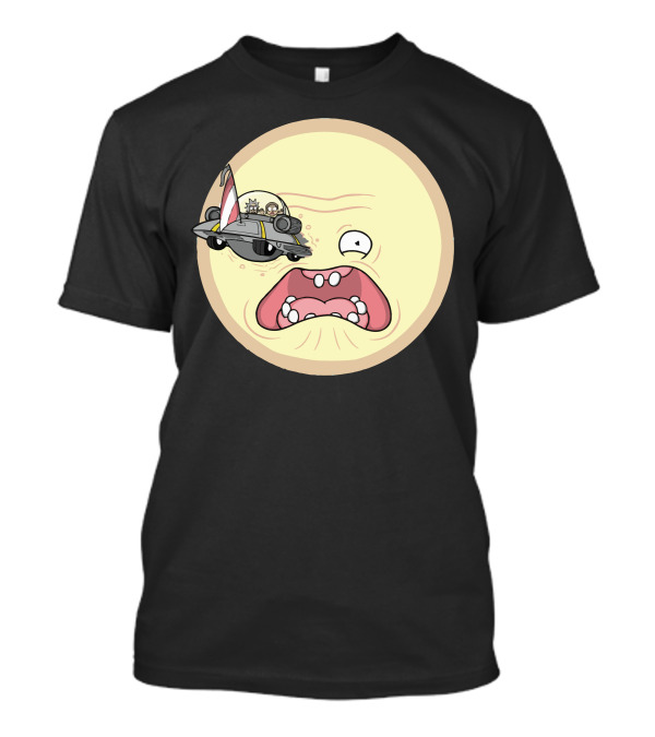 A Trip To The Sun Flying Saucer Sci-Fi Cartoon Face T-Shirt