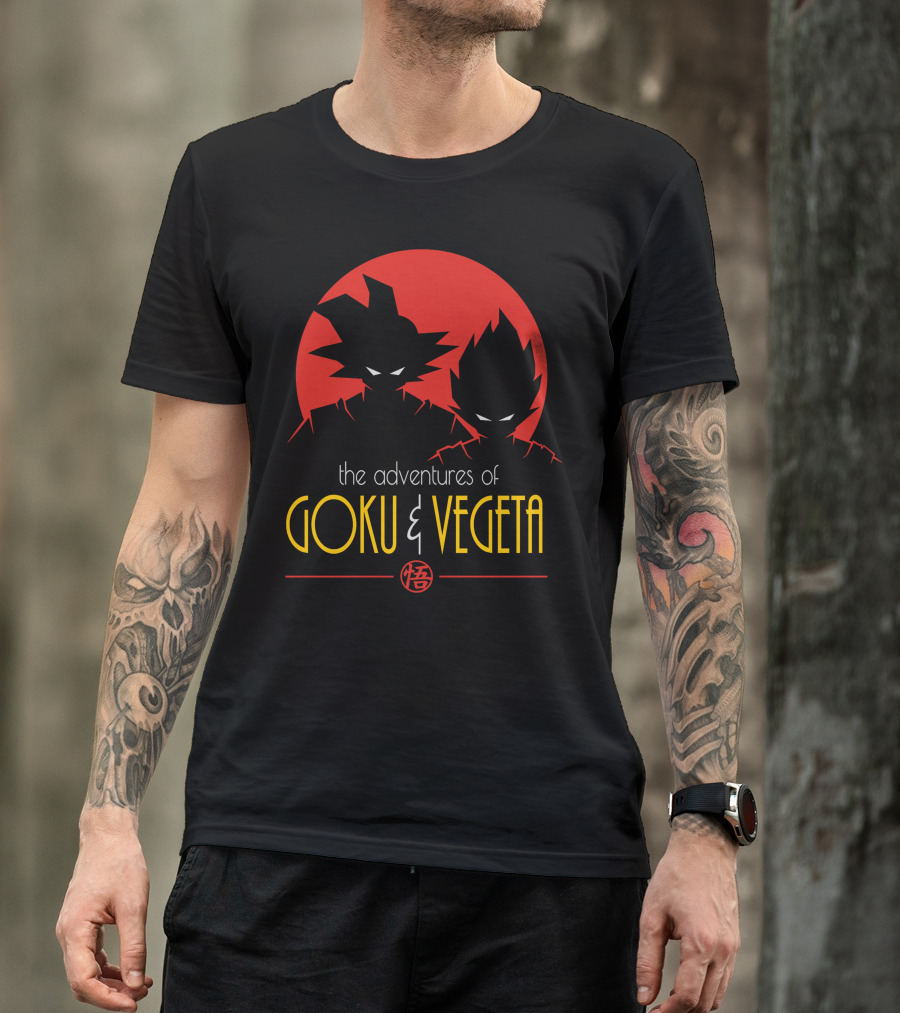 The Adventures Of Goku And Vegeta Iconic Silhouettes With Red Circle T-Shirt