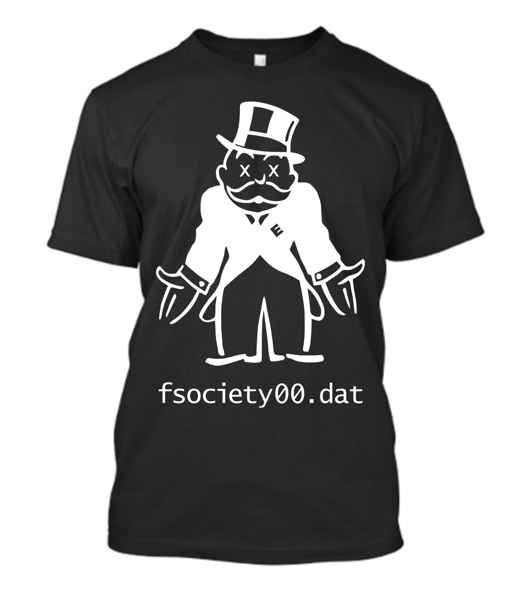 Fsociety00.dat Monopoly Mr. Robot Top Hat Gentleman T-Shirt