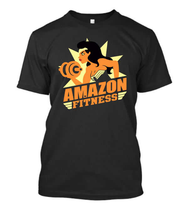 AMAZON FITNESS Retro Pin-Up Style Strong Woman Lifting Dumbbell T-Shirt