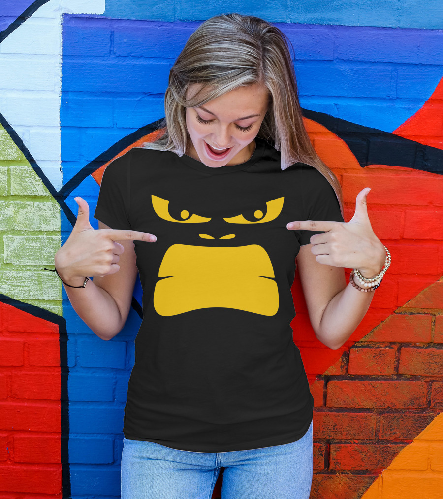 Angry Gorilla Face Bold Yellow Eyes And Mouth T-Shirt