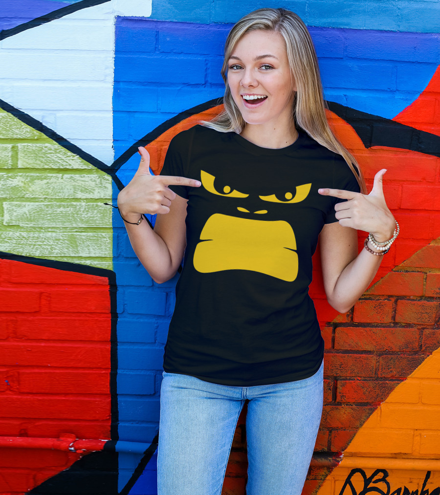 Angry Gorilla Face Bold Yellow Eyes And Mouth T-Shirt