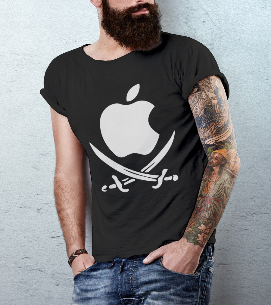 Apple Pirate Logo Crossed Swords T-Shirt