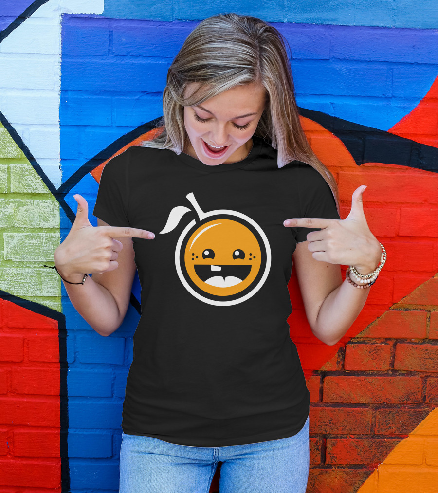 Smiling Baby Orange Face With Leaf And Freckles T-Shirt