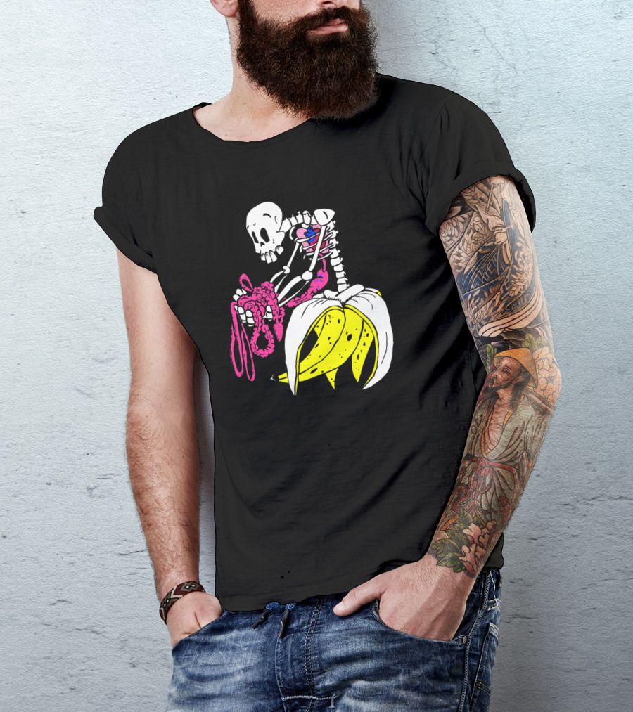 Banana Skeleton With Heart And Guts Digital T-Shirt