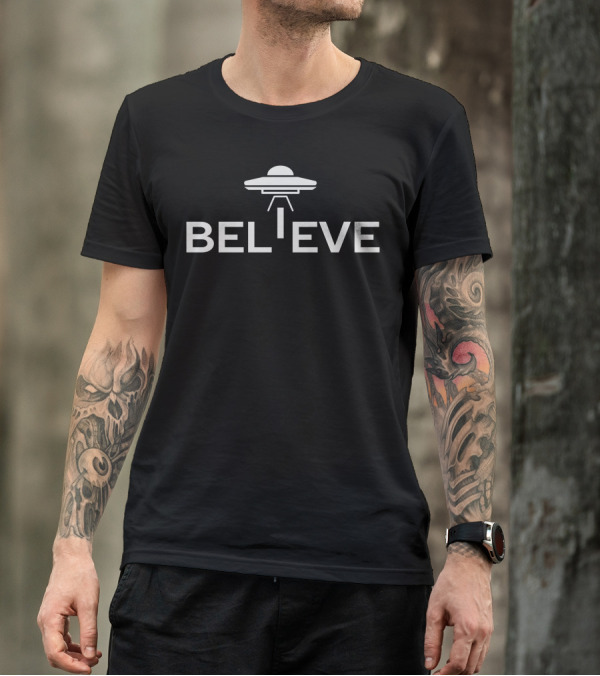 Believe UFOs Flying Saucer Iconic T-Shirt