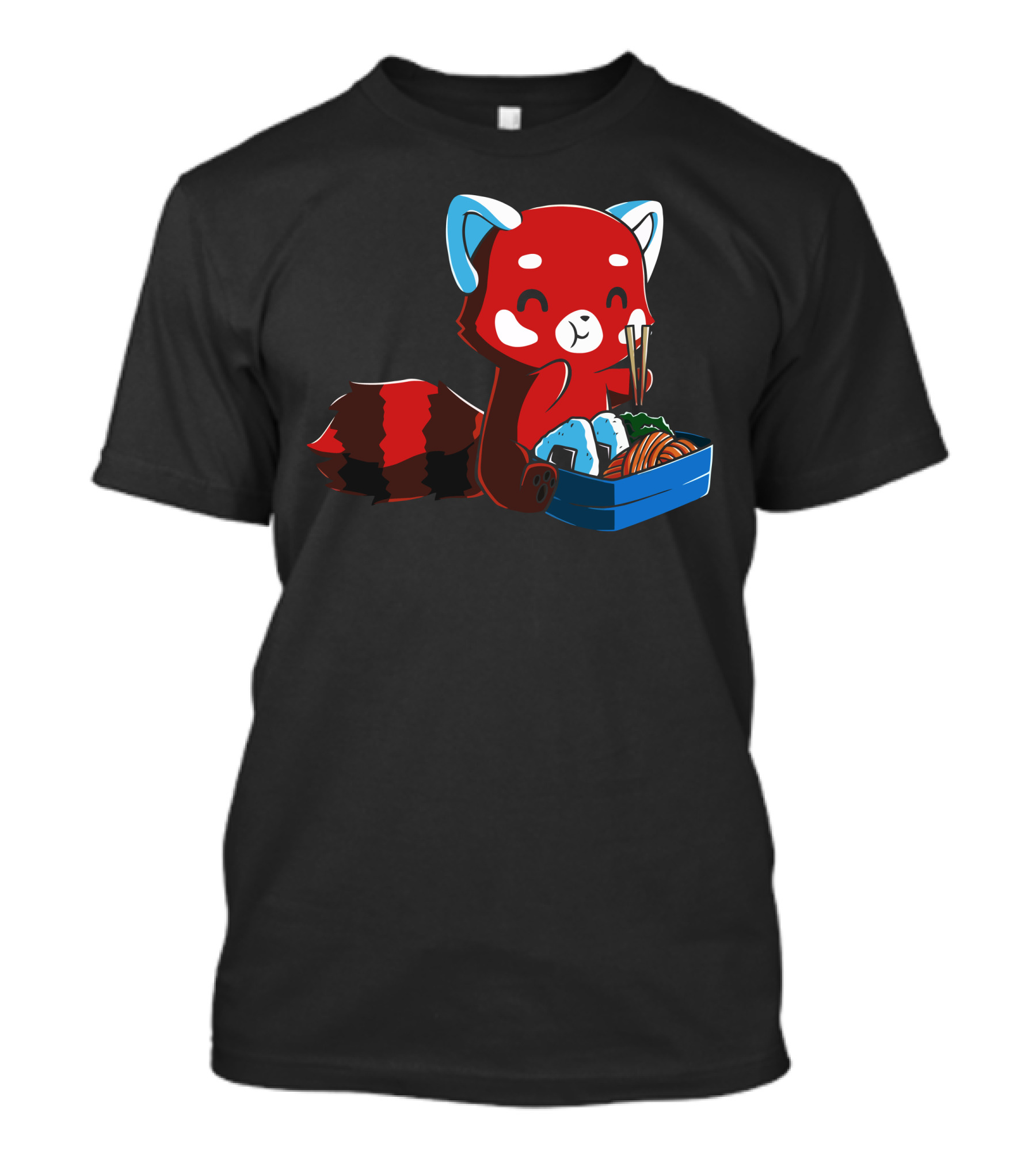 Kawaii Red Panda Eating Bento Box Sushi T-Shirt
