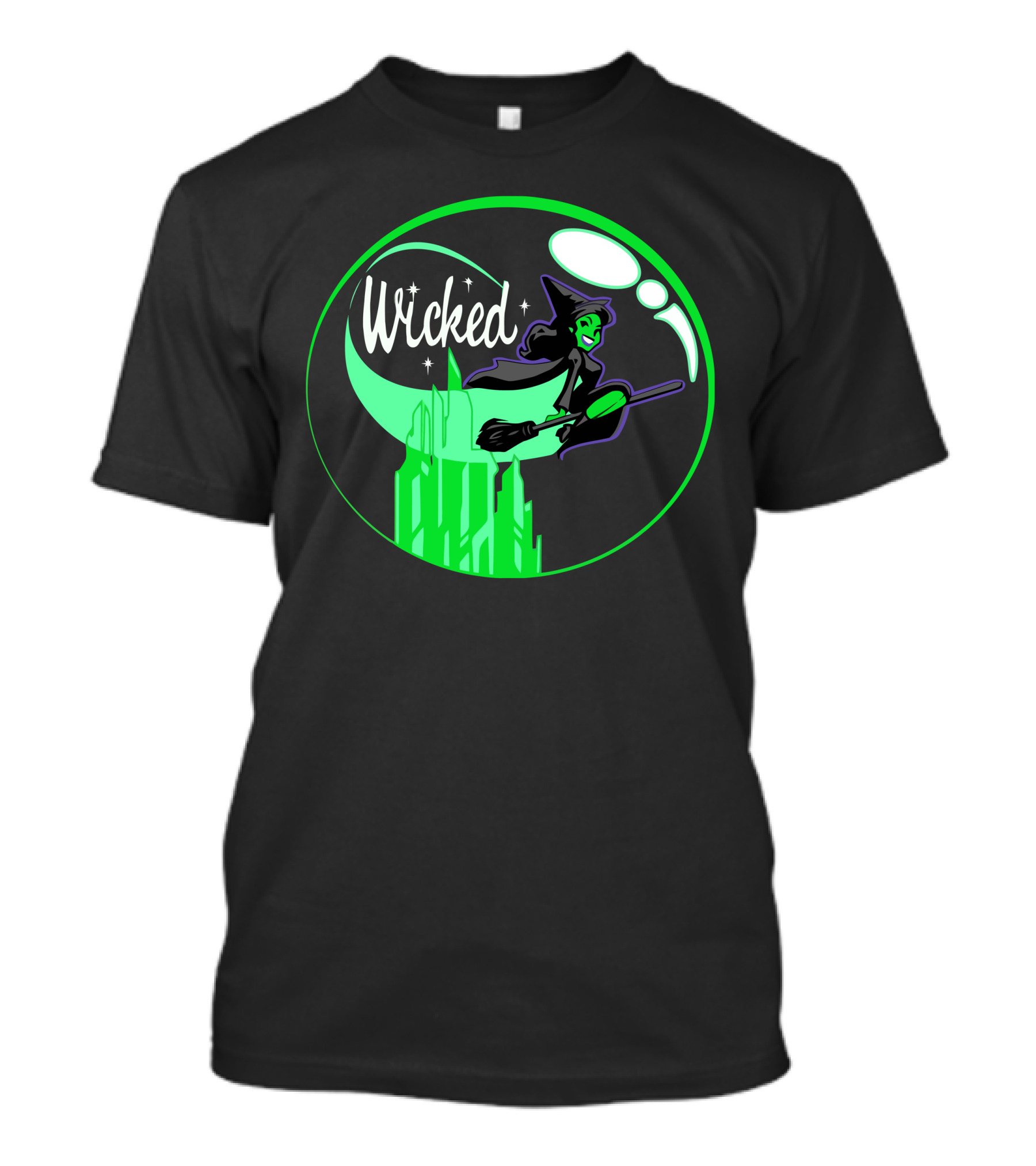 Wicked Witch Flying Over Emerald City Moon T-Shirt