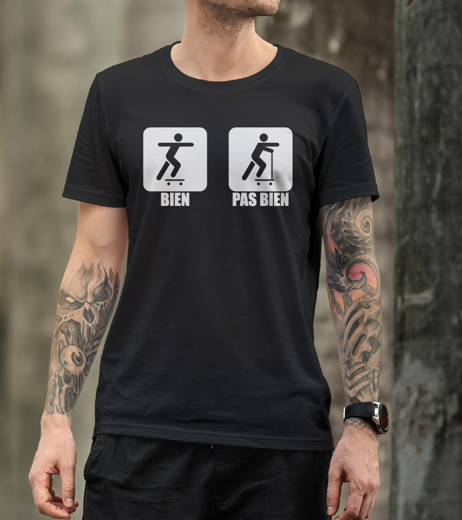 Bien Pas Bien Skateboard Vs Scooter Icons T-Shirt